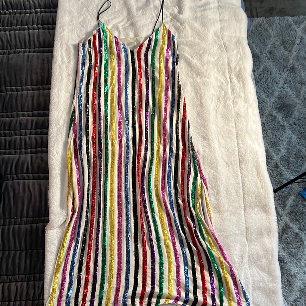 Caroline Constas Sequin Striped Dress, S
